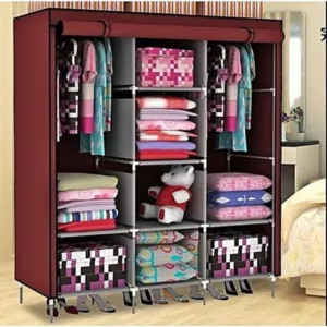 3 Door Fancy & Portable Foldable Closet Wardrobe Storage Organizer with Shelves Foe Multi Purpose metal wall art islamic calligraphy design
