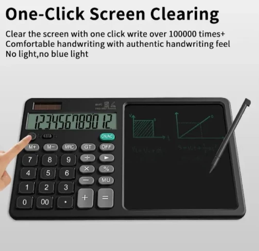 2 in 1 calculator with lcd writing tablet – dual function office & school gadget | portable & eco friendly 2 in 1 calculator with lcd writing tablet – dual function office & school gadget | portable & eco friendly