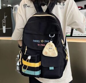 stylish black backpack & coin purse